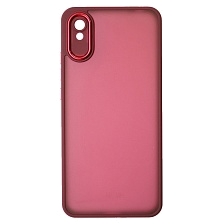 Чехол накладка KING для XIAOMI Redmi 9A, силикон, пластик, защита камеры, цвет окантовки бордовый