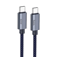 Кабель HOCO U134 Primero USB Type C на USB Type C, 60W, длина 1.2 метра, цвет темно синий Кабель HOCO U134 Primero USB Type C на USB Type C, 60W, длина 1.2 метра, цвет темно синий