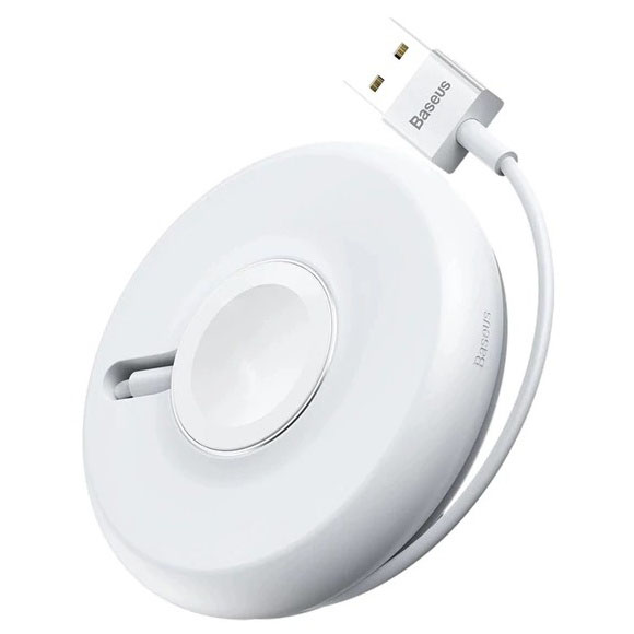 BASEUS WXYYQIW03-02 беспроводное зарядное устройство YOYO Wireless Charger для APPLE Watch 1-5, длина кабеля 1 метр, цвет белый (-30%)