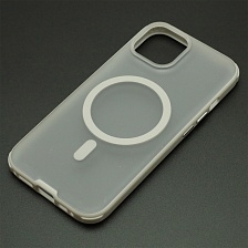 Чехол накладка NEW с поддержкой Magsafe для APPLE iPhone 15, матовый, силикон, пластик, цвет прозрачно серый