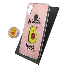 Чехол накладка для SAMSUNG Galaxy A11 (SM-A115), Galaxy M11 (M115), силикон, фактурный глянец, с поп сокетом, рисунок Avocado