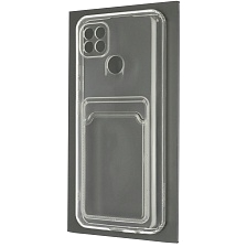 Чехол накладка CARD CASE для Realme C21, силикон, отдел для карт, цвет прозрачный Чехол накладка CARD CASE для Realme C21, силикон, отдел для карт, цвет прозрачный