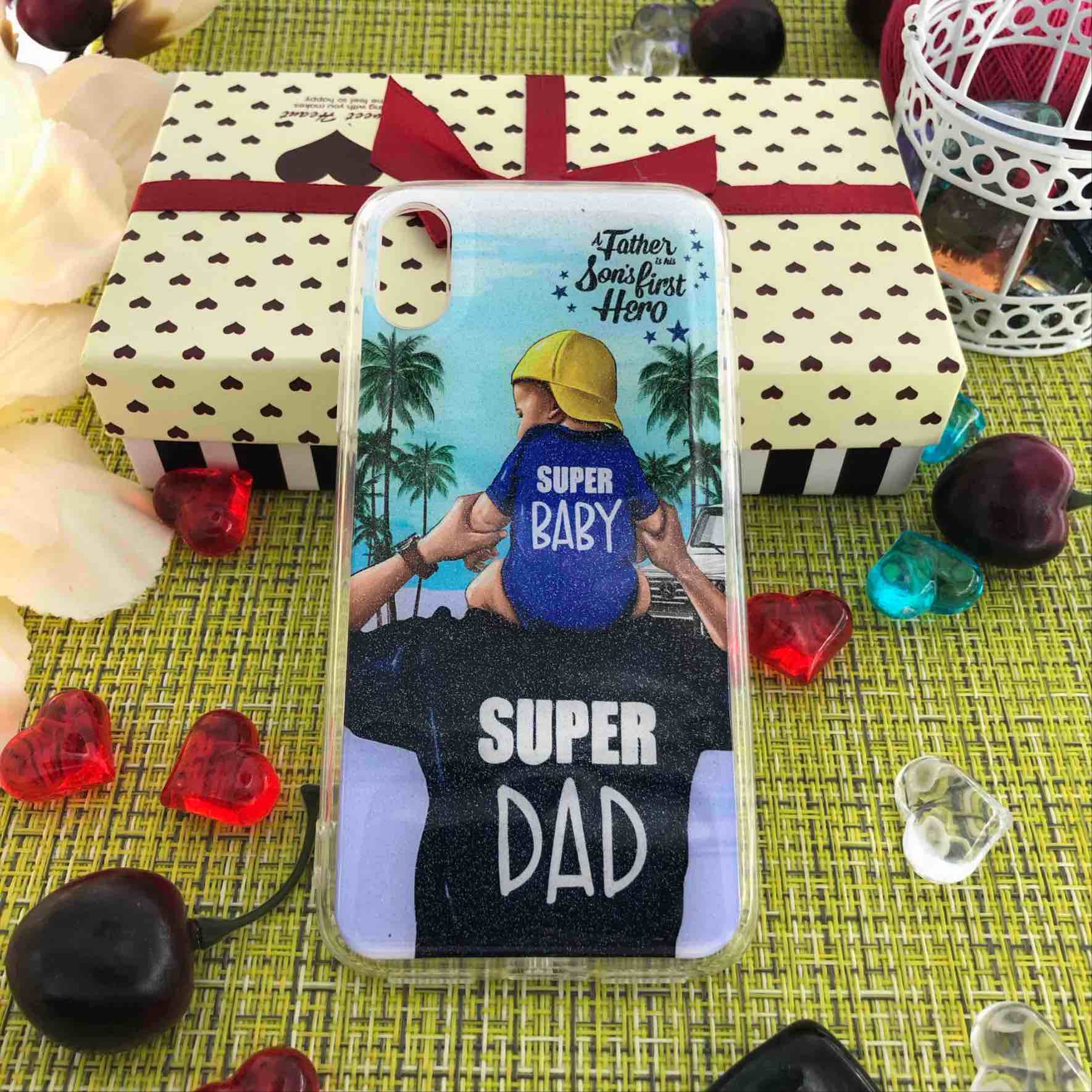 Чехол накладка для APPLE iPhone X, XS, силикон, рисунок SUPER DAD BABY.