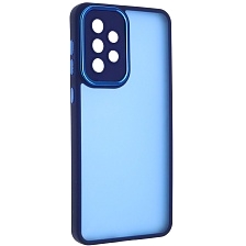 Чехол накладка KING для SAMSUNG Galaxy A33 5G, силикон, пластик, защита камеры, цвет окантовки темно синий