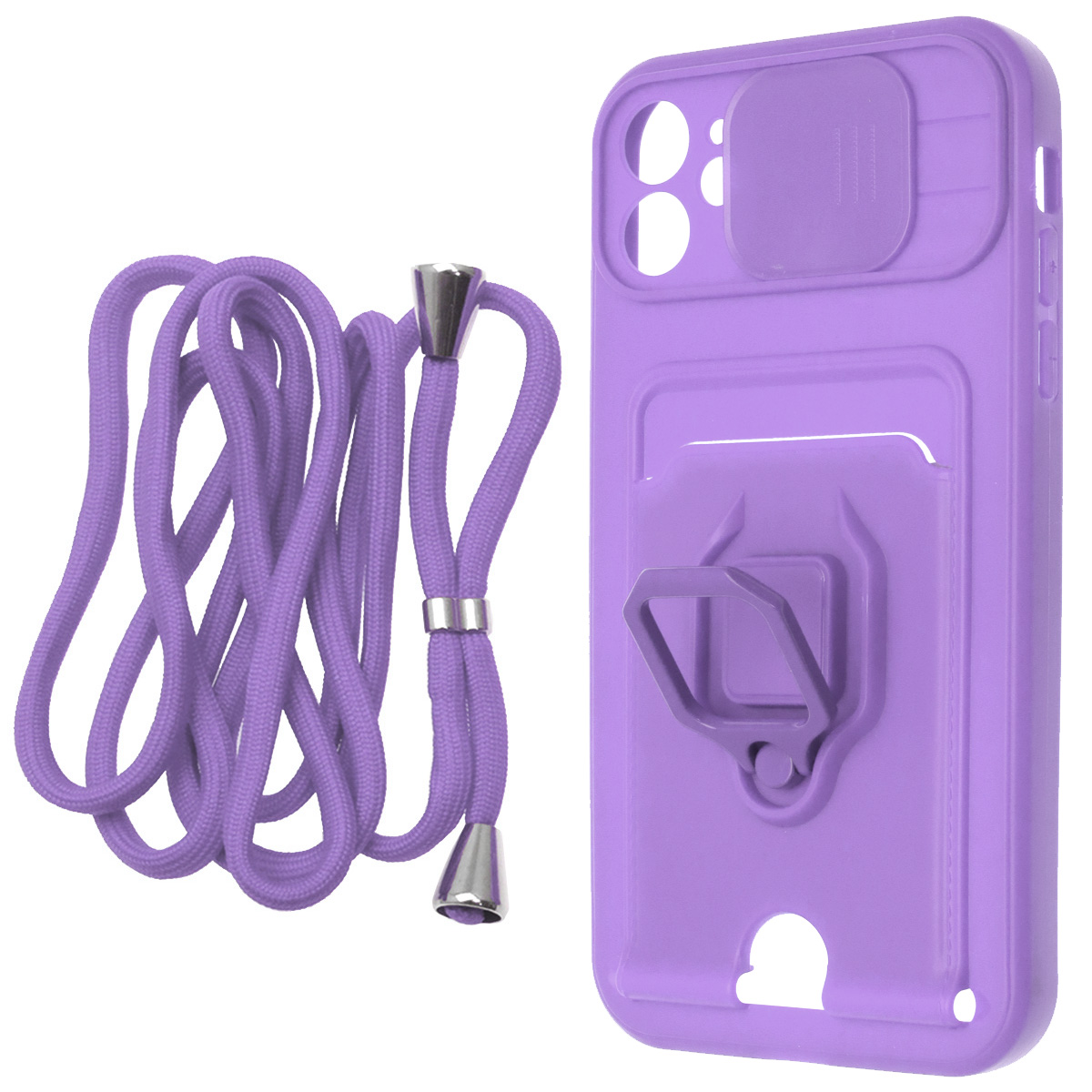 Чехол накладка MULTI FUNCTION 4 в 1 для APPLE iPhone 11 (6.1), цвет сиреневый