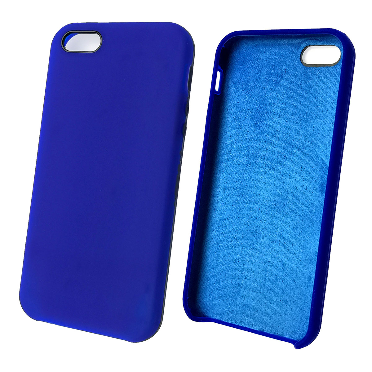 Чехол накладка Silicon Case для APPLE iPhone 5, 5G, 5S, SE, силикон, бархат, цвет синее море