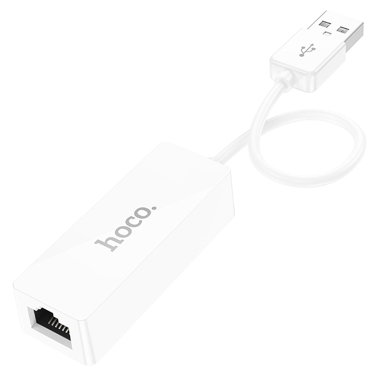 Адаптер, переходник HOCO UA22 Acquire с USB (папа) на RJ45 (мама), длина 15 см, цвет белый