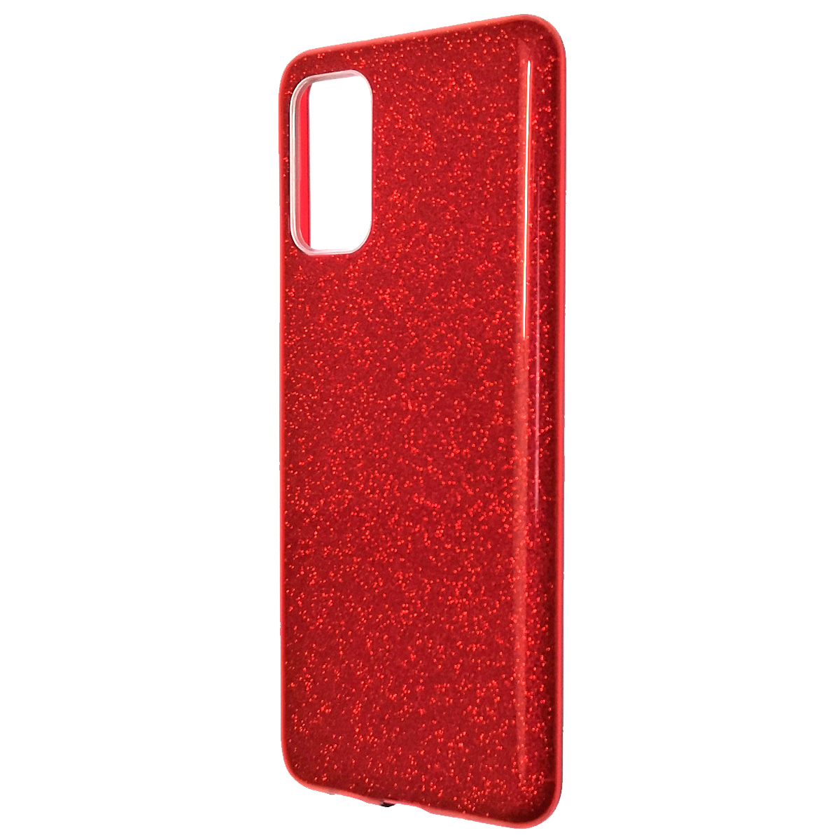 Чехол накладка Shine для SAMSUNG Galaxy S20 Plus (SM-G985), силикон, блестки, цвет красный