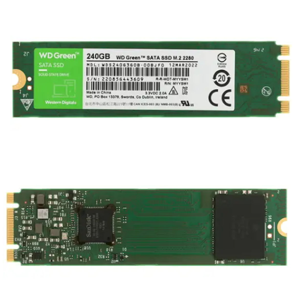 Твердотельный внутренний диск SSD WD Green WDS240G3G0B 240 ГБ, M2, SATA III