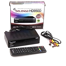 Цифровой эфирный приёмник, ТВ приставка SELENGA HD950D, DVB-T2, DVB-С, цвет черный