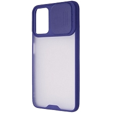Чехол накладка LIFE TIME для XIAOMI POCO M3, силикон, пластик, матовый, со шторкой для защиты задней камеры, цвет окантовки темно синий