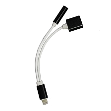 Переходник с Apple 8pin на Apple 8pin + jack 3.5мм, цвет белый чёрный кант П4-6.