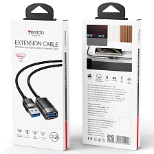 Кабель удлинитель Yesido GS26 USB (папа) на USB (мама), нейлон, длина 1.5 м, цвет черный