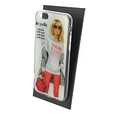 Чехол накладка для APPLE iPhone 6, iPhone 6G, iPhone 6S, силикон, глянцевый, блестки, рисунок Be pretty