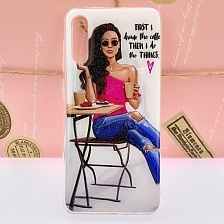 Чехол накладка для SAMSUNG Galaxy A50 (SM-A505), A30s (SM-A307), A50s (SM-A507), силикон, глянец, рисунок First I drink the coffe.