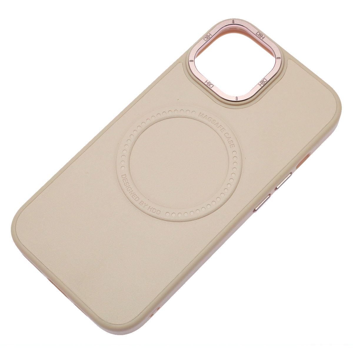 Чехол накладка Creative Stylish с поддержкой MagSafe для APPLE iPhone 15, защита камеры, экокожа, бархат, цвет светло розовый