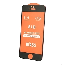 Защитное стекло 21D для APPLE iPhone 5, iPhone 5G, iPhone 5S, iPhone SE, цвет окантовки черный