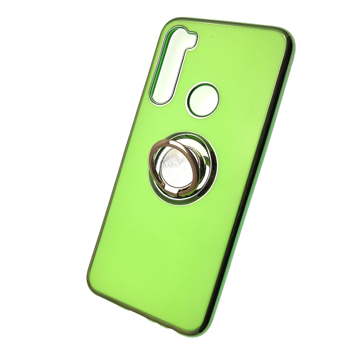Чехол накладка для XIAOMI Redmi Note 8, силикон, кольцо держатель, цвет зеленый.