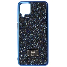 Чехол накладка Queen для SAMSUNG Galaxy A12 (SM-A125), M12 (SM-M127F), силикон, стразы, цвет синий