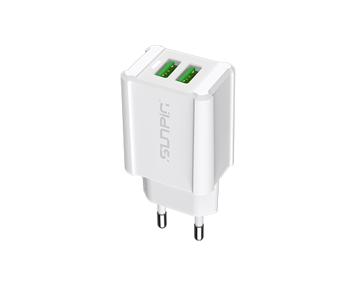 СЗУ (сетевое зарядное устройство) SunPin XC-02 на 2 USB порта 5V-2.4A, цвет белый.