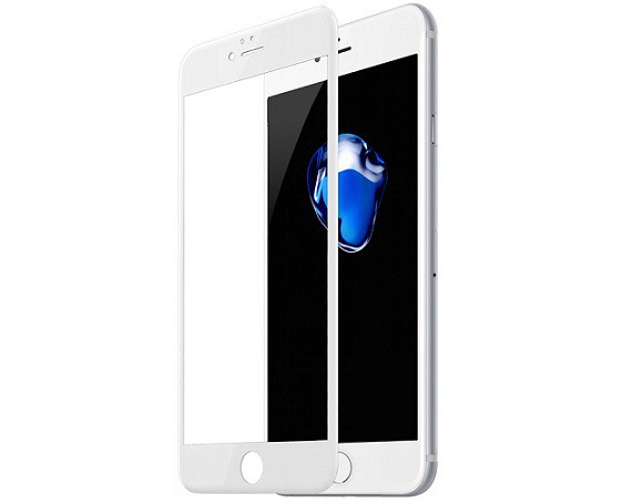 Защитное стекло "SC" 5D FULL GLUE для APPLE iPhone 6/6S Plus 5.5", цвет канта белый.