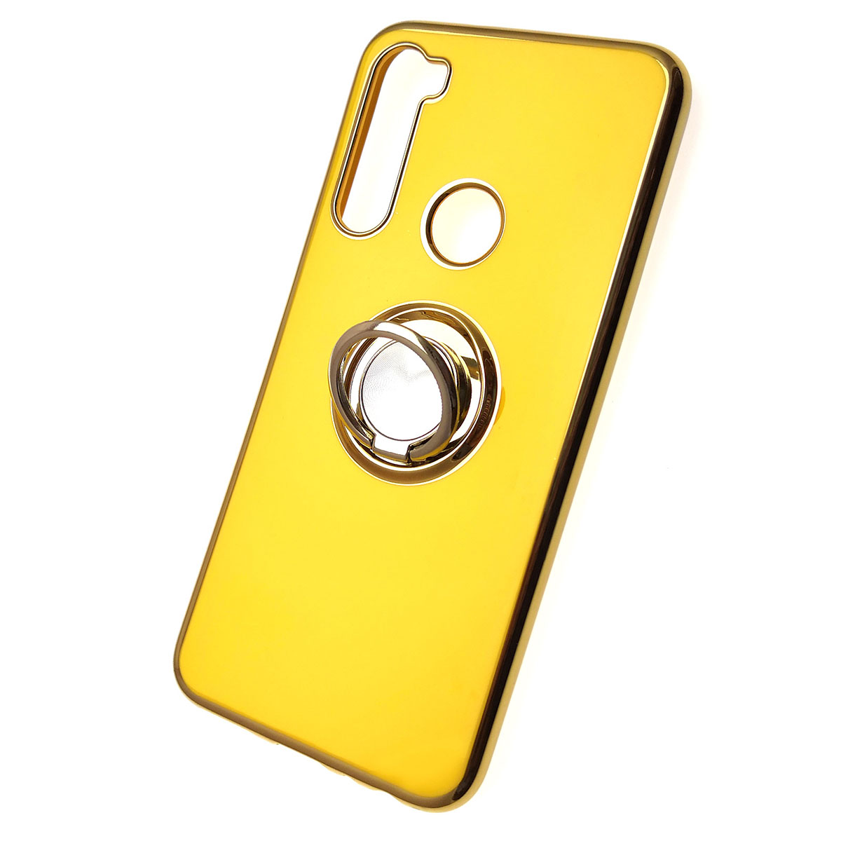 Чехол накладка для XIAOMI Redmi Note 8, силикон, кольцо держатель, цвет желтый.