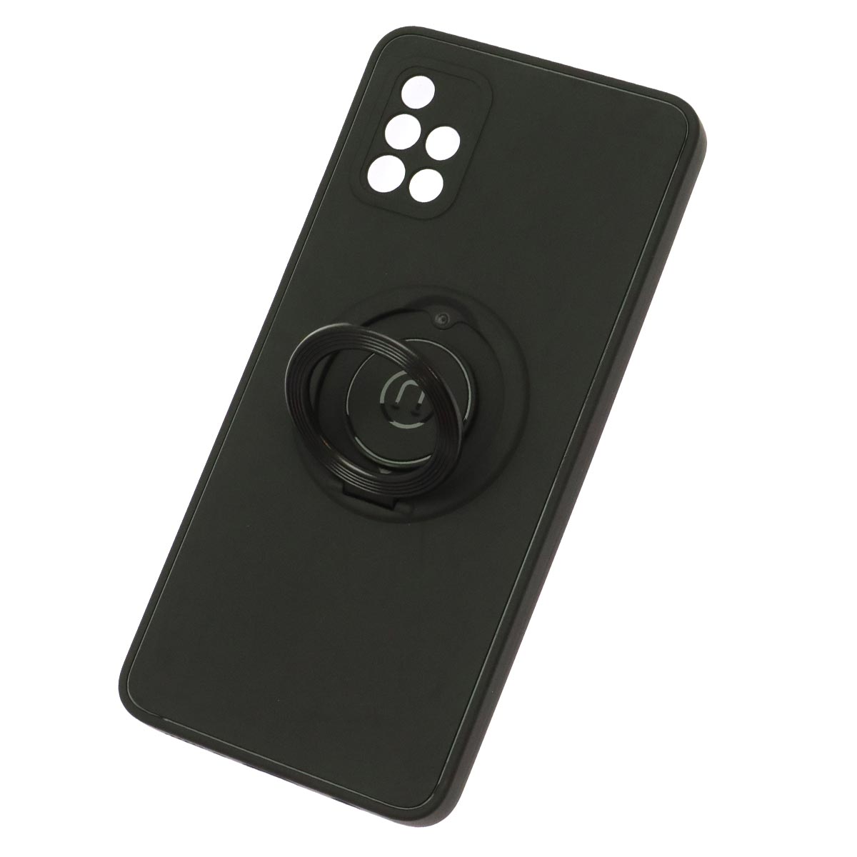 Чехол накладка для SAMSUNG Galaxy A51 4G (SM-A515), силикон, с кольцом держателем, цвет черный