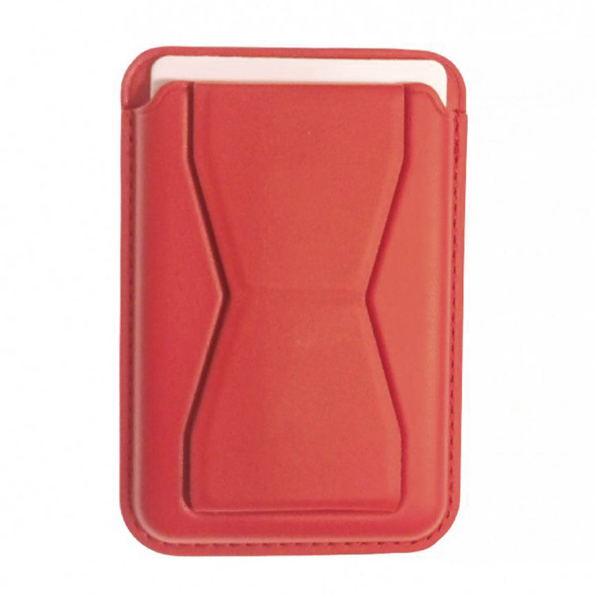 Чехол картхолдер MagSafe на смартфон APPLE для банковских карт, подставка, экокожа, цвет красный