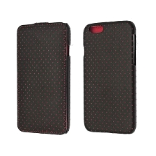 Чехол книжка Brauffen для APPLE iPhone 6, 6G, 6S, экокожа, цвет черный в красную точку.