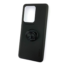 Чехол накладка ROCK для SAMSUNG Galaxy S20 Ultra (SM-G988), силикон, с кольцом держателем, цвет черный.