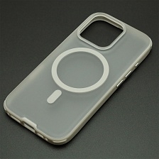 Чехол накладка NEW с поддержкой Magsafe для APPLE iPhone 16 Pro, матовый, силикон, пластик, цвет прозрачно серый