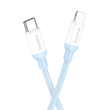 Кабель BOROFONE BX68 USB Type C на Lightning 8 pin, 2.4A, PD20W, длина 2 метра, цвет бело зелёный