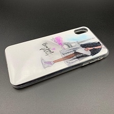 Чехол накладка для APPLE iPhone XS MAX, силикон, рисунок Bonjour Paris.