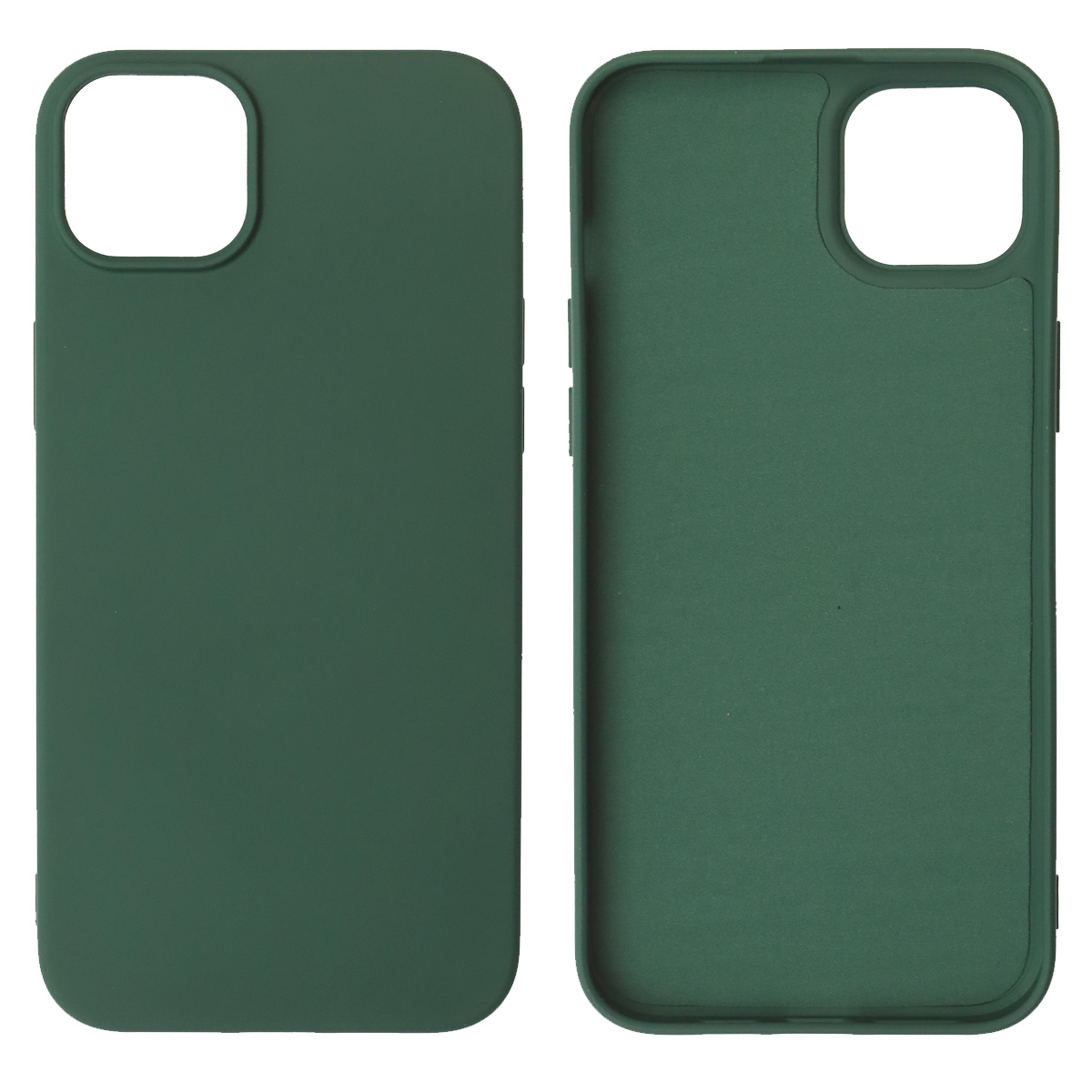 Чехол накладка NANO для iPhone 14 Plus, силикон, бархат, цвет темно зеленый