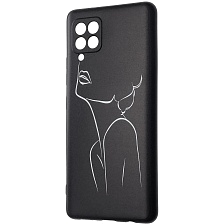 Чехол накладка для SAMSUNG Galaxy A12 (SM-A125), силикон, рисунок женский силуэт