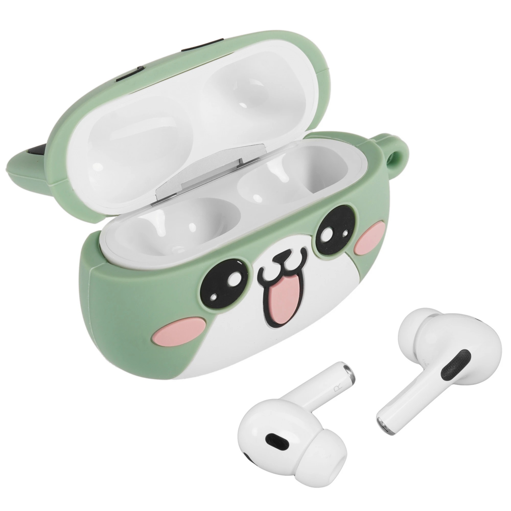 Гарнитура (наушники с микрофоном) беспроводная TWS HEADSET, HOCO EW48 Mint Cat, с силиконовым футляром зеленый кот