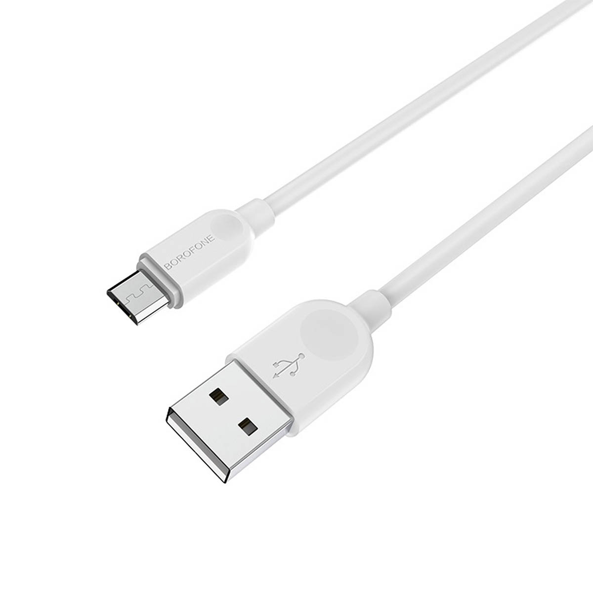 Кабель BOROFONE BX14 LinkJet Micro USB, длина 2 метра, силиконовая круглая оболочка, цвет белый