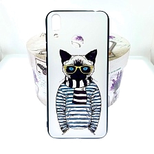 Чехол накладка BRF для HUAWEI Honor 8C, силикон, рисунок Кот в полосатой кофте.