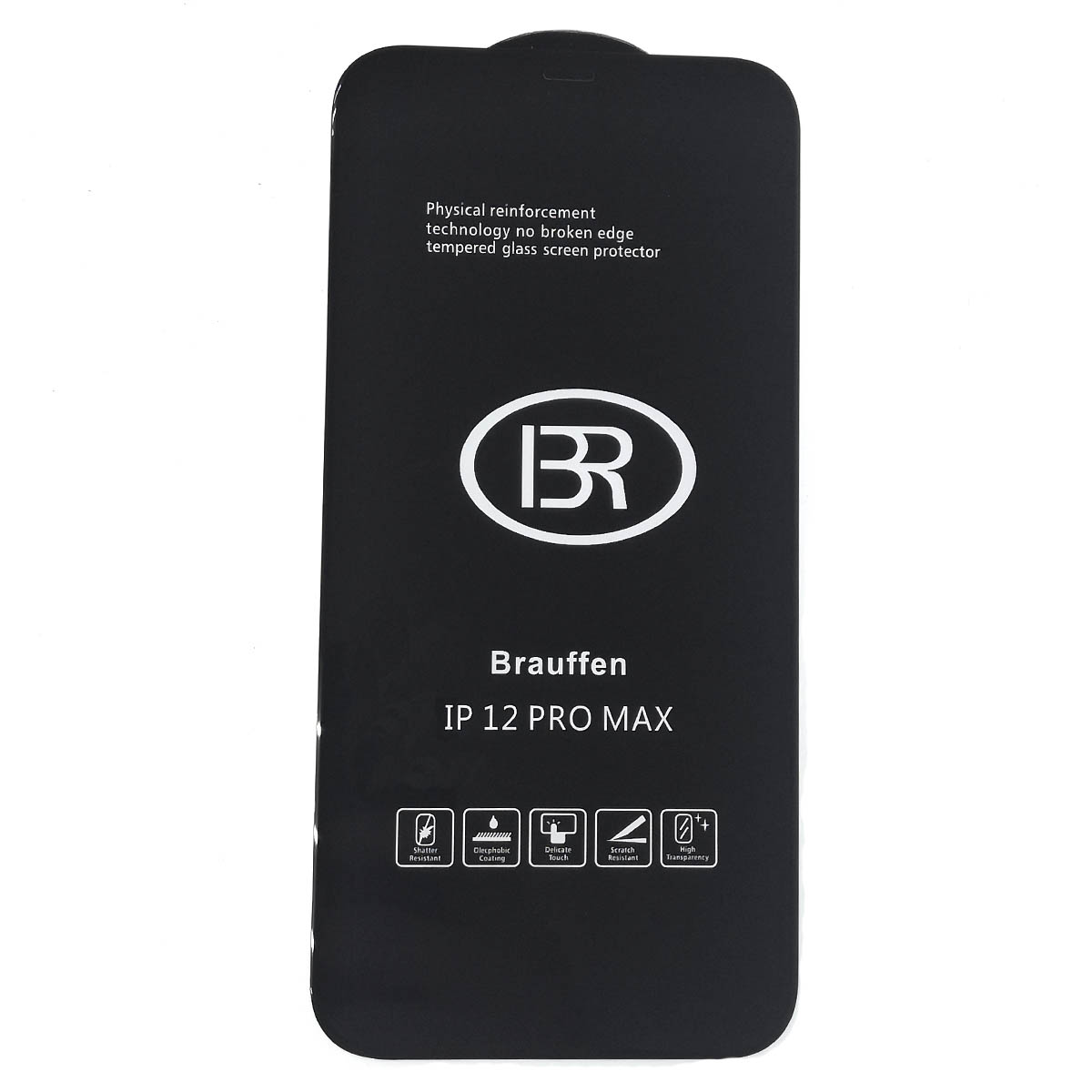 Защитное стекло 5D BRAUFFEN для APPLE iPhone 12 Pro MAX (6.7"), AAA класс, цвет окантовки черный