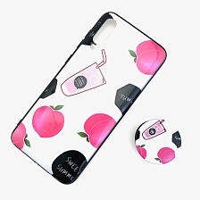 Чехол накладка для SAMSUNG Galaxy A70 (SM-A705), силикон, с поп сокетом, рисунок Сок.