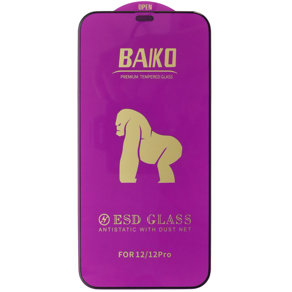 Защитное стекло BAIKO для APPLE iPhone 12 (6.1"), iPhone 12 Pro (6.1"), с сеточкой на динамике, цвет окантовки черный
