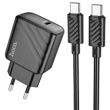 СЗУ (Сетевое зарядное устройство) HOCO CS22A Value с кабелем USB Type C на USB Type C, 30W, 1 USB Type C, PD30W, длина 1 метр, цвет черный
