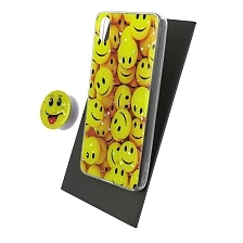 Чехол накладка для XIAOMI Redmi 7A, силикон, фактурный глянец, с поп сокетом, рисунок Smile