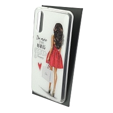 Чехол накладка для HUAWEI P20, силикон, блестки, глянцевый, рисунок Do more of what makes you happy Dior