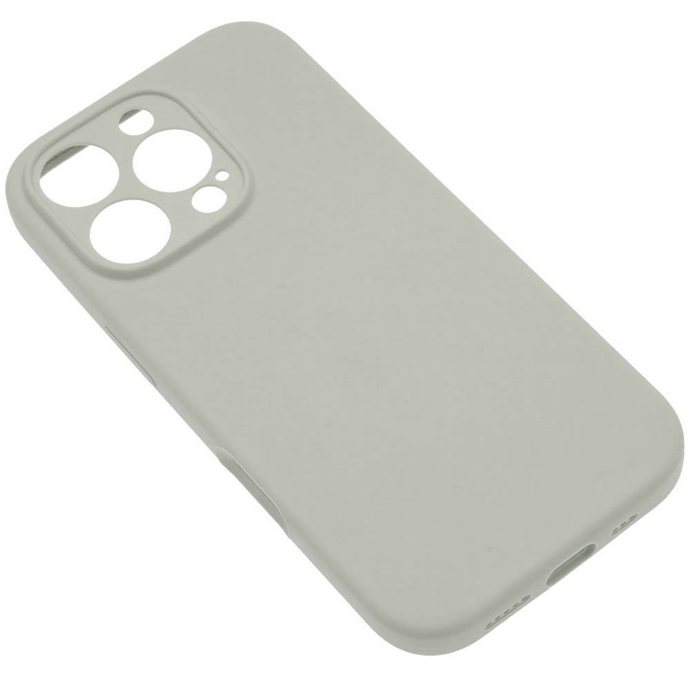 Чехол накладка Silicone Case для APPLE iPhone 16 Pro, силикон, защита камеры, бархат, цвет светло серый