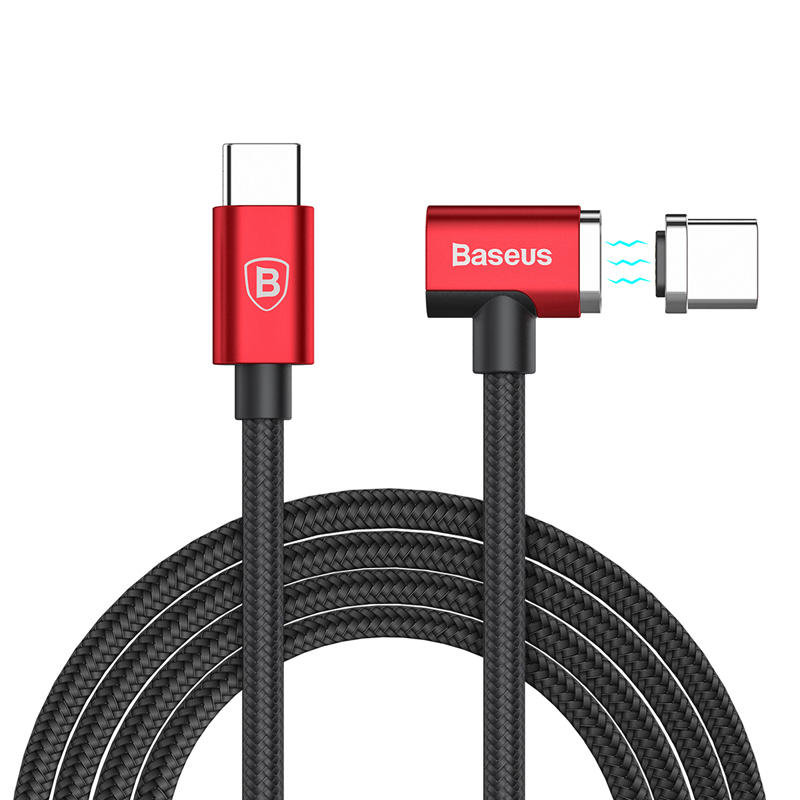 USB-Дата кабель "Baseus" магнитный Type-C кабель (Side insert) для Type-C 1.5M цвет красно-чёрный.
