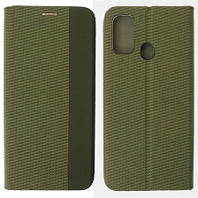 Чехол книжка MESH для TECNO Spark 7, текстиль, силикон, бархат, визитница, цвет зеленый