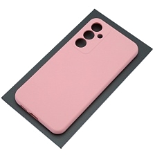 Чехол накладка Silicon Cover для SAMSUNG Galaxy S23 FE, защита камеры, силикон, бархат, цвет розовый