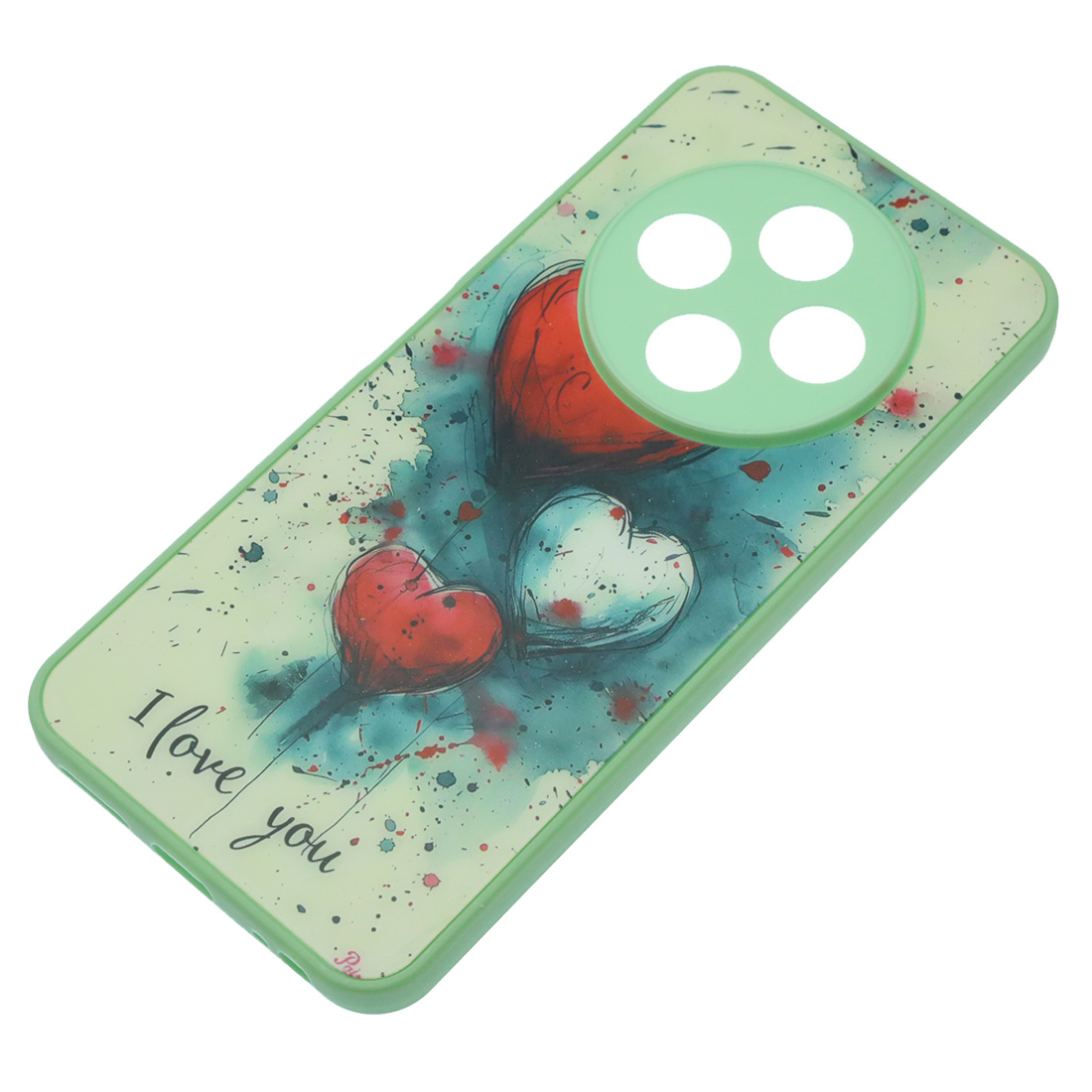 Чехол накладка для TECNO Spark 30C, пластик, силикон, защита камеры, рисунок I love you