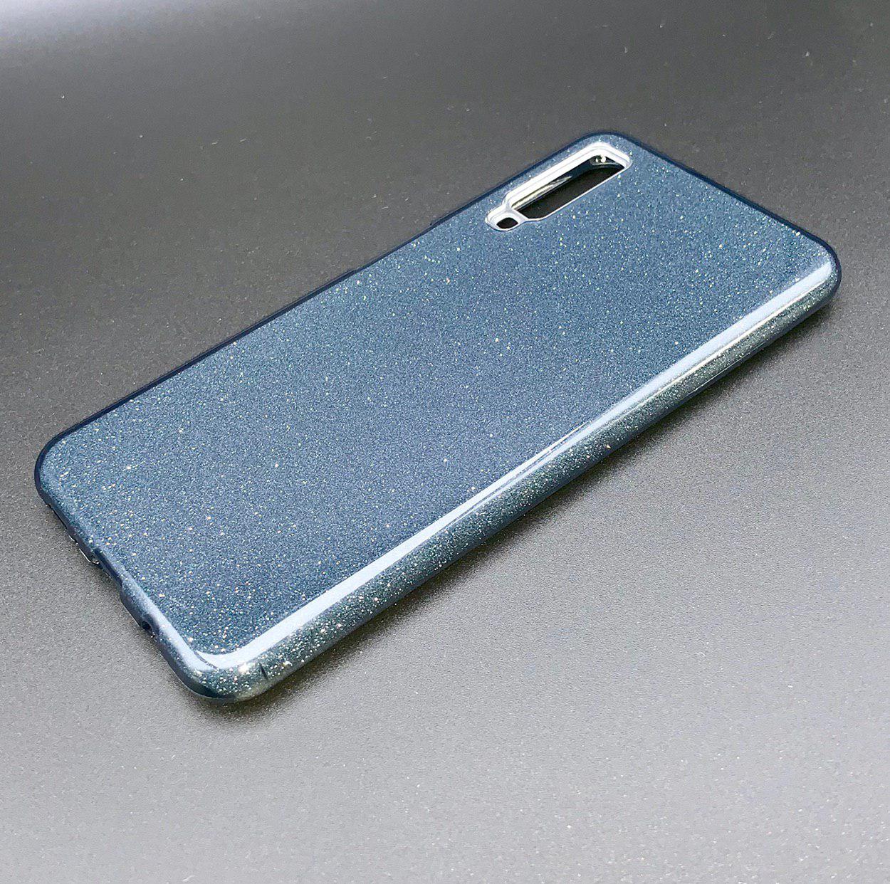 Чехол накладка Shine для SAMSUNG Galaxy A7 2018 (SM-A750), силикон, блестки, цвет черный.